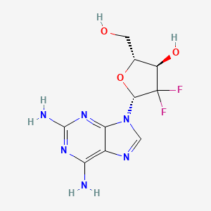 molecular formula C10H12F2N6O3 B12829415 Adenosine, 2-amino-2'-deoxy-2',2'-difluoro- 