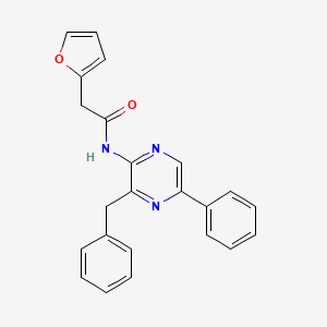 molecular formula C23H19N3O2 B12829494 N-(3-Benzyl-5-phenylpyrazin-2-yl)-2-(furan-2-yl)acetamide 