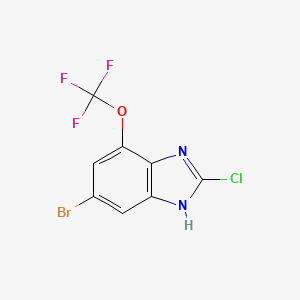 molecular formula C8H3BrClF3N2O B12829743 6-Bromo-2-chloro-4-(trifluoromethoxy)-1H-1,3-benzimidazole 