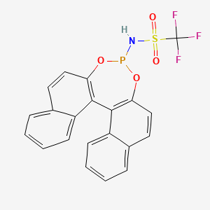 molecular formula C21H13F3NO4PS B12829755 N-(12,14-dioxa-13-phosphapentacyclo[13.8.0.02,11.03,8.018,23]tricosa-1(15),2(11),3,5,7,9,16,18,20,22-decaen-13-yl)-1,1,1-trifluoromethanesulfonamide 