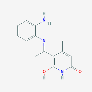 molecular formula C14H15N3O2 B12829984 (E)-3-(1-((2-Aminophenyl)imino)ethyl)-6-hydroxy-4-methylpyridin-2(1H)-one 