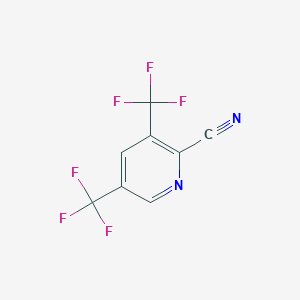 molecular formula C8H2F6N2 B12830007 3,5-Bis(trifluoromethyl)picolinonitrile 