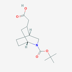 molecular formula C14H23NO4 B12830042 2-((1R,4S)-2-(tert-Butoxycarbonyl)-2-azabicyclo[2.2.2]octan-5-yl)acetic acid 