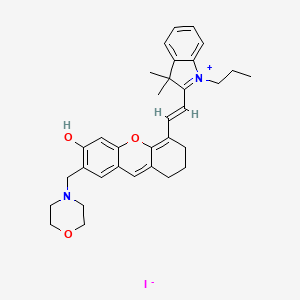 molecular formula C33H39IN2O3 B12830129 (E)-2-(2-(6-Hydroxy-7-(morpholinomethyl)-2,3-dihydro-1h-xanthen-4-yl)vinyl)-3,3-dimethyl-1-propyl-3h-indol-1-ium iodide 