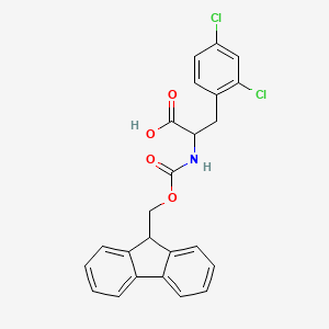 molecular formula C24H19Cl2NO4 B12830202 2-((((9H-Fluoren-9-yl)methoxy)carbonyl)amino)-3-(2,4-dichlorophenyl)propanoic acid 