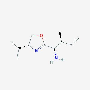 molecular formula C11H22N2O B12830251 (1S,2S)-1-((R)-4-Isopropyl-4,5-dihydrooxazol-2-yl)-2-methylbutan-1-amine 