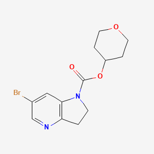 molecular formula C13H15BrN2O3 B12830290 Tetrahydro-2H-pyran-4-yl 6-bromo-2,3-dihydro-1H-pyrrolo[3,2-b]pyridine-1-carboxylate 