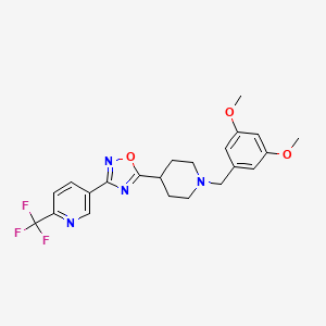 molecular formula C22H23F3N4O3 B12830302 5-(5-{1-[(3,5-Dimethoxyphenyl)methyl]piperidin-4-yl}-1,2,4-oxadiazol-3-yl)-2-(trifluoromethyl)pyridine CAS No. 909662-35-7