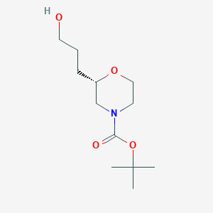 molecular formula C12H23NO4 B12830309 tert-Butyl (S)-2-(3-hydroxypropyl)morpholine-4-carboxylate 