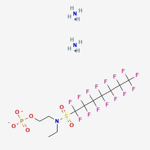 molecular formula C11H11F15NO6PS.2H3N<br>C11H17F15N3O6PS B12830366 Diammonium 2-[ethyl[(pentadecafluoroheptyl)sulphonyl]amino]ethyl phosphate CAS No. 67939-98-4