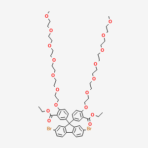 molecular formula C57H76Br2O18 B12830402 Diethyl 5,5'-(2,7-dibromo-9H-fluorene-9,9-diyl)bis(2-((2,5,8,11,14,17-hexaoxanonadecan-19-yl)oxy)benzoate) 