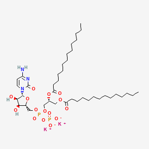 molecular formula C40H71K2N3O15P2 B12830622 dipotassium;[[(2R,3S,4R,5R)-5-(4-amino-2-oxopyrimidin-1-yl)-3,4-dihydroxyoxolan-2-yl]methoxy-[(2R)-2,3-di(tetradecanoyloxy)propoxy]phosphoryl] phosphate 