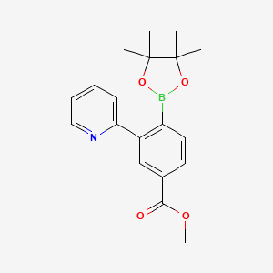 molecular formula C19H22BNO4 B12830625 Methyl 3-(pyridin-2-yl)-4-(4,4,5,5-tetramethyl-1,3,2-dioxaborolan-2-yl)benzoate 