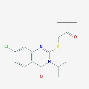 molecular formula C17H21ClN2O2S B12830826 7-Chloro-2-((3,3-dimethyl-2-oxobutyl)thio)-3-isopropylquinazolin-4(3H)-one 