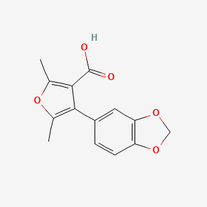 molecular formula C14H12O5 B1283102 4-(1,3-苯并二氧杂环-5-基)-2,5-二甲基-3-呋喃甲酸 CAS No. 104794-31-2