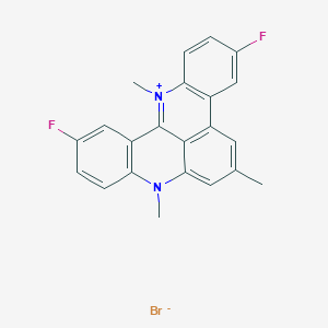 molecular formula C22H17BrF2N2 B12831036 3,11-Difluoro-6,8,13-trimethyl-13H-quinolino[4,3,2-kl]acridin-8-ium bromide 