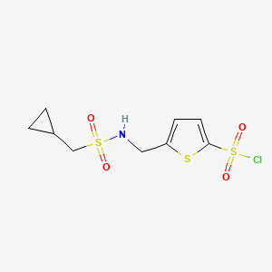 molecular formula C9H12ClNO4S3 B12831147 5-(((Cyclopropylmethyl)sulfonamido)methyl)thiophene-2-sulfonyl chloride 