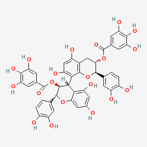 molecular formula C44H34O20 B12831227 (2R,2'R,3S,3'S,4S)-2,2'-Bis(3,4-dihydroxyphenyl)-5,5',7,7'-tetrahydroxy-[4,8'-bichroman]-3,3'-diyl bis(3,4,5-trihydroxybenzoate) 