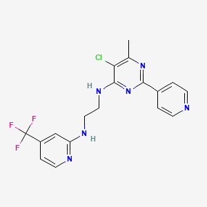 molecular formula C18H16ClF3N6 B12831228 N-[5-Chloro-6-Methyl-2-(4-Pyridinyl)-4-Pyrimidinyl]-N'-[4-(Trifluoromethyl)-2-Pyridinyl]-1,2-Ethanediamine 