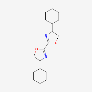 molecular formula C18H28N2O2 B12831352 4,4'-Dicyclohexyl-4,4',5,5'-tetrahydro-2,2'-bioxazole 