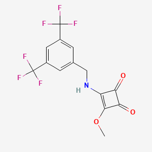 molecular formula C14H9F6NO3 B12831361 3-[[[3,5-Bis(trifluoromethyl)phenyl]methyl]amino]-4-methoxy-3-cyclobutene-1,2-dione 