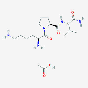 molecular formula C18H35N5O5 B12831520 (S)-1-(L-Lysyl)-N-((S)-1-amino-3-methyl-1-oxobutan-2-yl)pyrrolidine-2-carboxamide acetate 