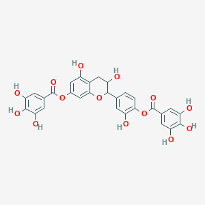 molecular formula C29H22O14 B12831529 [4-[3,5-dihydroxy-7-(3,4,5-trihydroxybenzoyl)oxy-3,4-dihydro-2H-chromen-2-yl]-2-hydroxyphenyl] 3,4,5-trihydroxybenzoate 