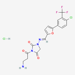 3-(3-aminopropanoyl)-1-[(E)-[5-[4-chloro-3-(trifluoromethyl)phenyl]furan-2-yl]methylideneamino]imidazolidine-2,4-dione;hydrochloride