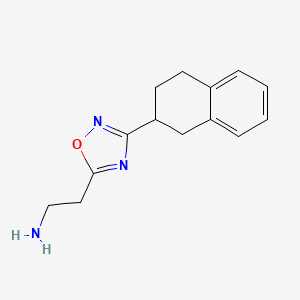 molecular formula C14H17N3O B12831574 2-(3-(1,2,3,4-Tetrahydronaphthalen-2-yl)-1,2,4-oxadiazol-5-yl)ethan-1-amine 