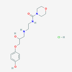 molecular formula C16H26ClN3O5 B12832005 N-(2-((2-Hydroxy-3-(4-hydroxyphenoxy)propyl)amino)ethyl)morpholine-4-carboxamide hydrochloride 