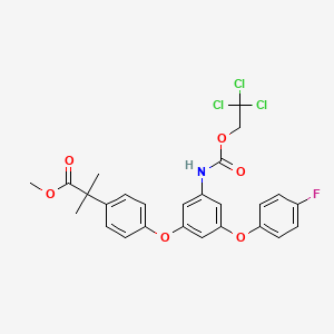 molecular formula C26H23Cl3FNO6 B12832045 Methyl 2-(4-(3-(4-fluorophenoxy)-5-(((2,2,2-trichloroethoxy)carbonyl)amino)phenoxy)phenyl)-2-methylpropanoate 