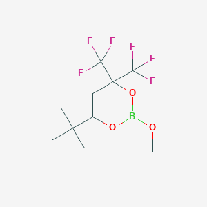 molecular formula C10H15BF6O3 B12832240 6-tert-Butyl-2-methoxy-4,4-bis(trifluoromethyl)-1,3,2-dioxaborinane 