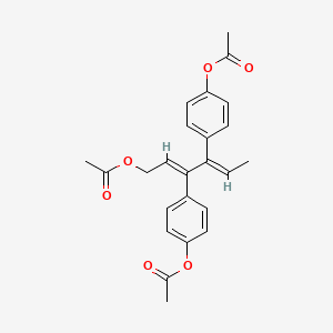 molecular formula C24H24O6 B12832283 Phenol, 4,4'-(1-(2-(acetyloxy)ethylidene)-2-ethylidene-1,2-ethanediyl)bis-, diacetate CAS No. 71113-05-8