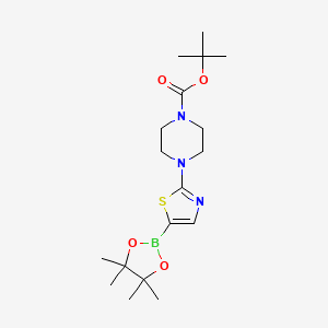 molecular formula C18H30BN3O4S B12832356 tert-Butyl 4-(5-(4,4,5,5-tetramethyl-1,3,2-dioxaborolan-2-yl)thiazol-2-yl)piperazine-1-carboxylate 