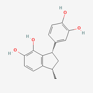 molecular formula C16H16O4 B12832367 3-(3,4-Dihydroxyphenyl)-2,3-dihydro-1-methyl-1H-indene-4,5-diol, cis 