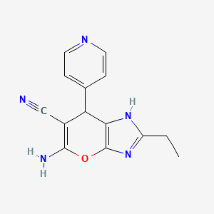 5-Amino-2-ethyl-7-(pyridin-4-yl)-1,7-dihydropyrano[2,3-d]imidazole-6-carbonitrile