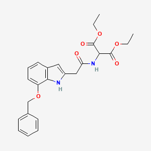 molecular formula C24H26N2O6 B12832543 diethyl 2-[[2-(7-phenylmethoxy-1H-indol-2-yl)acetyl]amino]propanedioate 