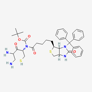 molecular formula C39H49N5O5S2 B12832851 tert-butyl N-[5-[(3aS,4S,6aR)-2-oxo-3-trityl-3a,4,6,6a-tetrahydro-1H-thieno[3,4-d]imidazol-4-yl]pentanoyl]-N-[(2S)-4,5-diamino-3-oxo-1-sulfanylpentan-2-yl]carbamate 