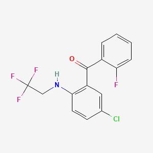 molecular formula C15H10ClF4NO B12833245 (5-Chloro-2-((2,2,2-trifluoroethyl)amino)phenyl) 2-fluorophenyl ketone CAS No. 50939-39-4