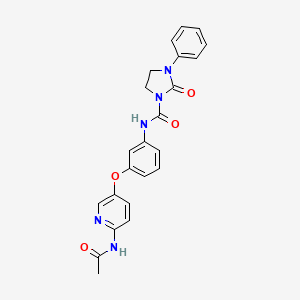 molecular formula C23H21N5O4 B12833409 N-(3-((6-Acetamidopyridin-3-yl)oxy)phenyl)-2-oxo-3-phenylimidazolidine-1-carboxamide 