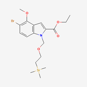 molecular formula C18H26BrNO4Si B12833505 ethyl 5-bromo-4-methoxy-1-((2-(trimethylsilyl)ethoxy)methyl)-1H-indole-2-carboxylate 