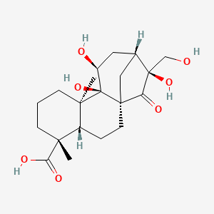 molecular formula C20H30O7 B12833546 (4R,4aS,6aR,8S,9R,11S,11aR,11bR)-8,11,11a-Trihydroxy-8-(hydroxymethyl)-4,11b-dimethyl-7-oxotetradecahydro-6a,9-methanocyclohepta[a]naphthalene-4-carboxylic acid 