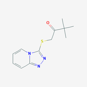 molecular formula C12H15N3OS B12833556 1-([1,2,4]Triazolo[4,3-a]pyridin-3-ylthio)-3,3-dimethylbutan-2-one 