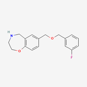 molecular formula C17H18FNO2 B12833597 7-(((3-Fluorobenzyl)oxy)methyl)-2,3,4,5-tetrahydrobenzo[f][1,4]oxazepine 