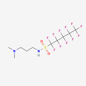 molecular formula C5F11SO2NHCH2CH2CH2N(CH3)2<br>C10H13F11N2O2S B12833706 1-Pentanesulfonamide, N-[3-(dimethylamino)propyl]-1,1,2,2,3,3,4,4,5,5,5-undecafluoro- CAS No. 68555-78-2