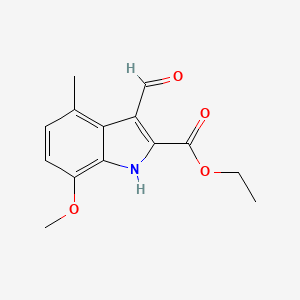 molecular formula C14H15NO4 B12833742 Ethyl 3-formyl-7-methoxy-4-methyl-1H-indole-2-carboxylate 