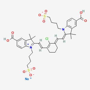 Sodium 4-(5-carboxy-2-((E)-2-((E)-3-((Z)-2-(5-carboxy-3,3-dimethyl-1-(4-sulfonatobutyl)indolin-2-ylidene)ethylidene)-2-chlorocyclohex-1-en-1-yl)vinyl)-3,3-dimethyl-3H-indol-1-ium-1-yl)butane-1-sulfonate