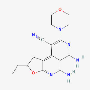 molecular formula C17H20N6O2 B12833871 5,6-Diamino-2-ethyl-8-morpholin-4-yl-1,2-dihydrofuro[2,3-c]-2,7-naphthyridine-9-carbonitrile CAS No. 745798-03-2