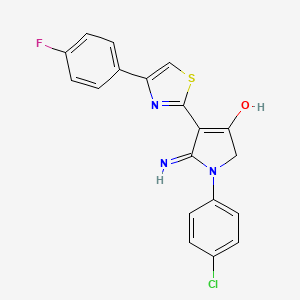 molecular formula C19H13ClFN3OS B12834000 5-Amino-1-(4-chlorophenyl)-4-(4-(4-fluorophenyl)thiazol-2-yl)-1,2-dihydro-3H-pyrrol-3-one 