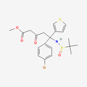 molecular formula C20H24BrNO4S2 B12834056 Methyl 5-(4-bromophenyl)-5-((tert-butylsulfinyl)amino)-3-oxo-5-(thiophen-3-yl)pentanoate 